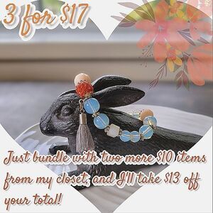 Mixed bead tassle charm stretch bracelet